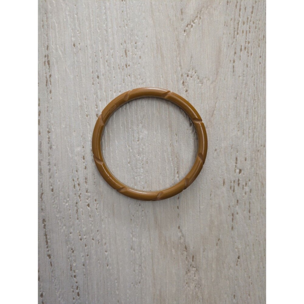 Vintage Mustard Bakelite Carved Spiral Bangle Bracelet Yellow Orange
